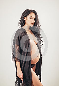 New life inside me. pregnancy. Maternity preparation. future mother have baby inside. womens health. girl with big belly