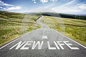 New life sign on the road concept for fresh start, new job or career, new year resolution, dieting or healthy lifestyle