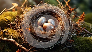 New life springs from the nest, nature fragile beauty generated by AI