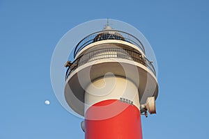 New lighthouse and a moon, El Cotillo, Fuerteventura