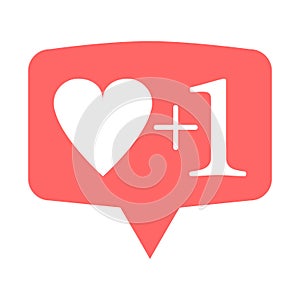 New Like illustration. Plus One Heart vector Icon