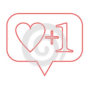 New Like illustration. Plus One Heart vector Icon