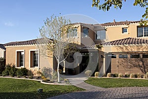 New luxury desert golf course home front entrance