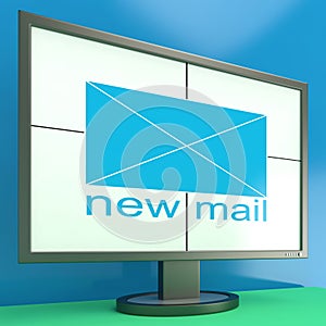 New Mail Envelope On Monitor Showing Received