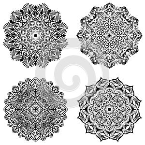 New mandala hand drawn set vector design