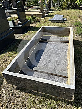 New marble tombstone ready for placing