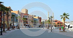 New marina promenade street, Egypt, Hurghada.