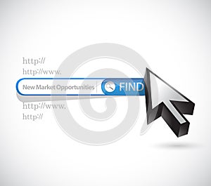 New market opportunities search bar sign concept