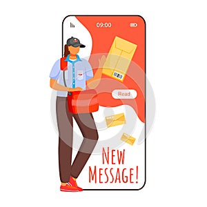 New message cartoon smartphone vector app screen