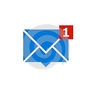 New message icon with notification isolated on white background