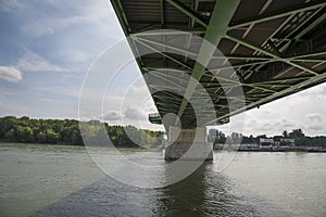 New metal bridge in Bratislava over Danube -buttom