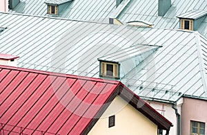 New metal roofs of old houses