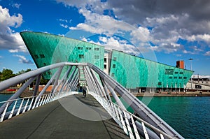 The New Metropolis or Nemo science museum in Amsterdam, the Netherlands. Architect Renzo Piano