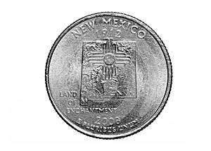 New Mexico quarter coin isolated