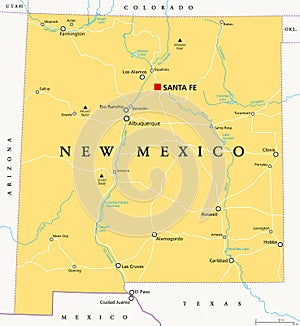 New Mexico, United States, political map