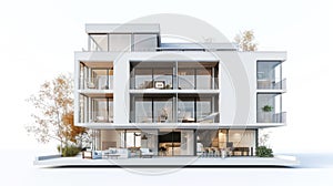 New modern appartement top view isolated on white created with Generative AI. photo