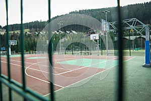 New modern basketball playground with modern markup