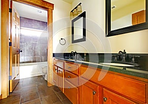 New modern beautiful bathroom in luxury home interior.