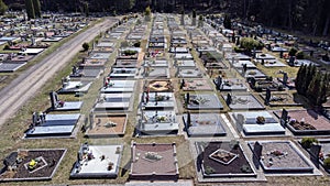 New and modern Cemetery in one European country arial view photo