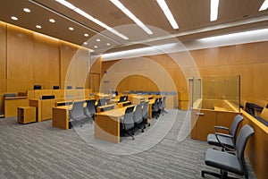 New modern courtroom viewed from the side