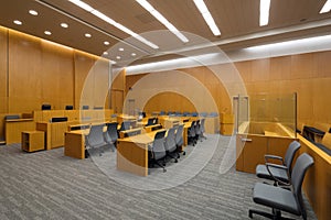 New modern courtroom viewed from the side photo