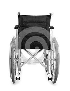 New modern empty wheelchair on white