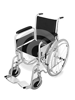 New modern empty wheelchair on white