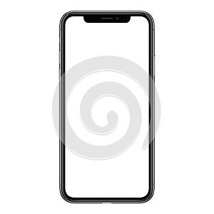 iPhone X. New modern frameless smartphone mockup with white screen isolated on white background