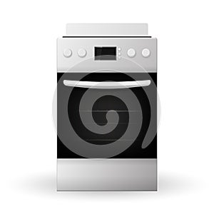 New modern gas stove on white background.