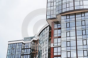 New modern high rise apartment complex. Detail of new luxury house and home complex. Real estate in Europe