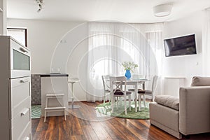 New modern living room. New home. Interior photography. Wooden floor