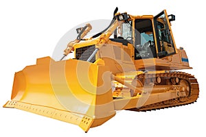 New modern loader or bulldozer - excavator isolated with clipping path.