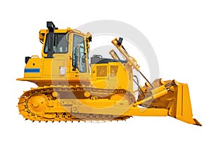 New modern loader or bulldozer - excavator isolated on white background with clipping path.