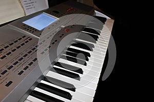 New modern pipe organ keyboard side view