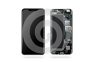 New modern smart phone inside , chip, motherboard