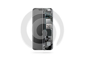 New modern smart phone internal isolated, chip, motherboard