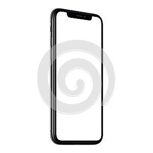 New modern smartphone mockup similar to iPhone X CCW slightly rotated isolated on white background