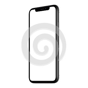 New modern smartphone similar to iPhone X mockup CW slightly rotated isolated on white background