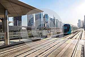 New modern tram in Dubai