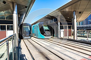 New modern tram in Dubai