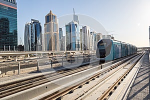 New modern tram in Dubai, UAE