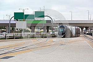 New modern tram in Dubai, UAE