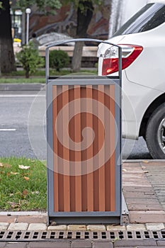 New modern trashbin in the city.