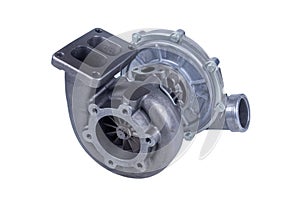 New modern truck turbocharger isolated on white background. turbocharger to increase the power of the car engine