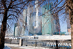 New Moscow City buildings in winter