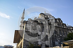 The New Mosque or Yeni Cami located on the Golden Horn embankment in the Eminonu district of Istanbul