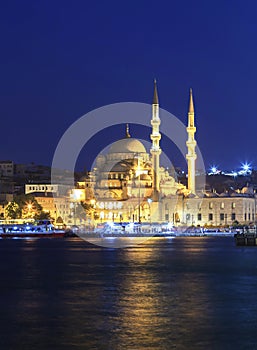 The New Mosque ( Yeni camii ) at night,Istanbul,Turkey.