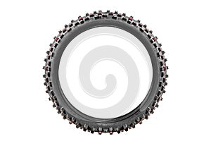 New motorcycle wheel tire on a white background