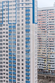 New multistory apartment building, fragment of facade