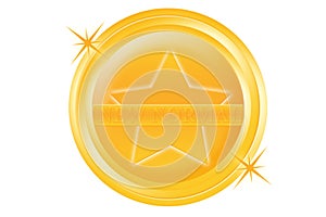 New normal button with golden star 3d render illustration